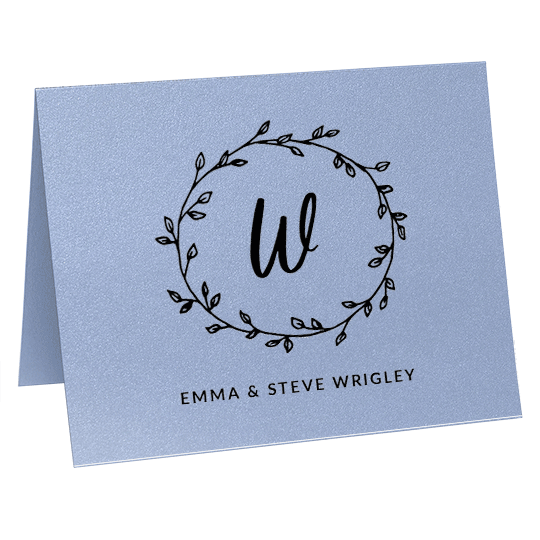 Initial Wreath Folded Shimmer Note Cards
